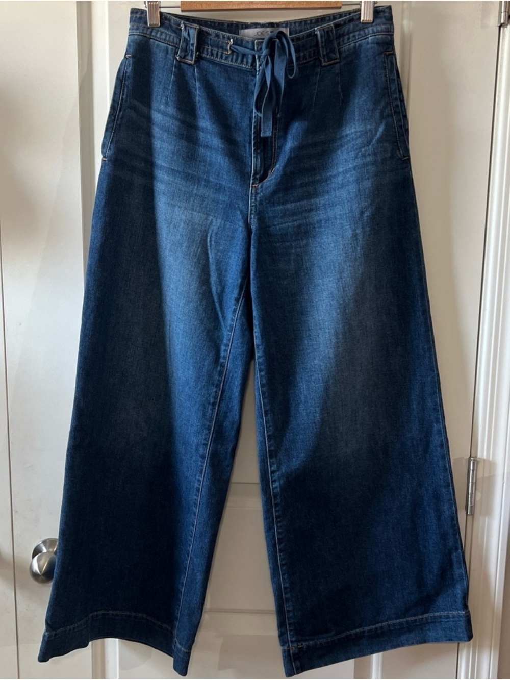 Joe's Jeans Blue Drawstring Tie Front Trouser Crop Wide Leg Jeans